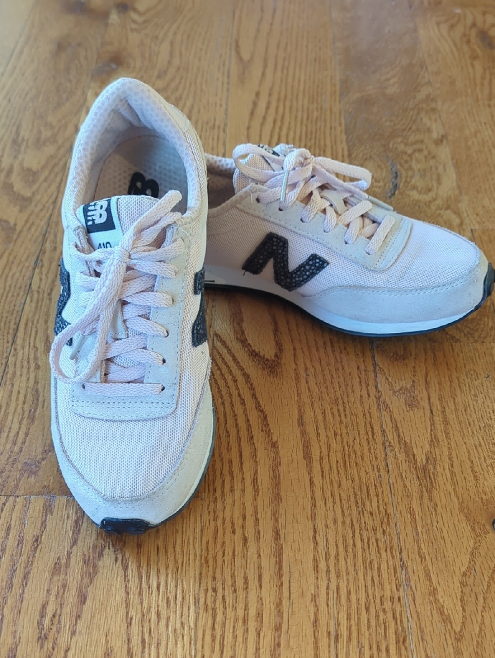 New Balance Light Pink Lace-Up Sneakers with Black N Accent